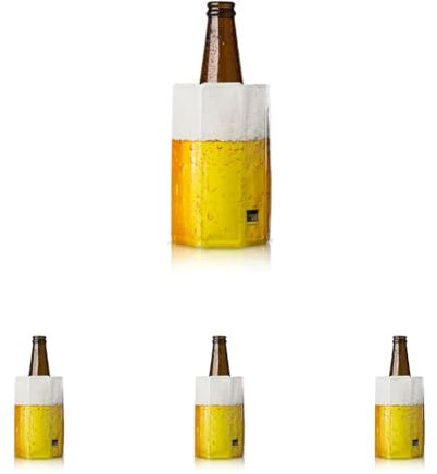 Vacu Vin Bierkühler Manschette - Getränkekühler für Bierflaschen (0,3-0,5 l) - Kühlt Getränke Schnell und Hält Stundenlang Kalt (Packung mit 4)