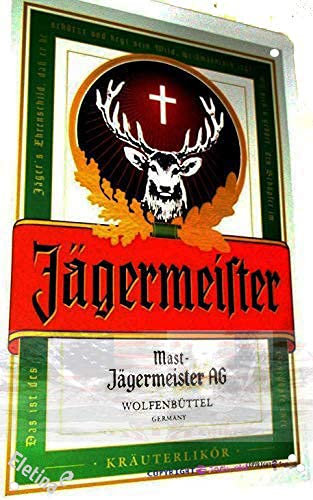 Vintage Blechschild Jagermeister Retro Metall Blechschilder Cafe Pub Plaque Nachtclub Blechschild 20,3 x 30,5 cm (L x B) Retro Look Home Decor Metall-Blechschild