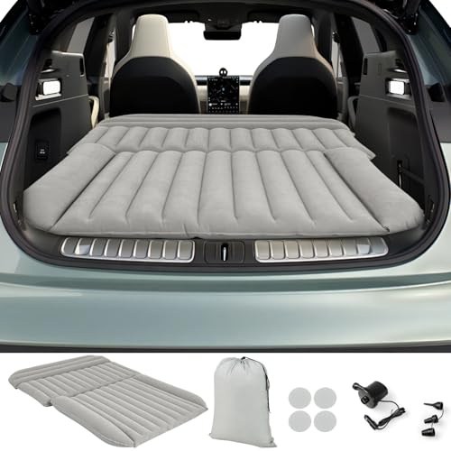 COSTWAY Auto Matratze, 190 x 130 cm SUV Luftmatratze doppelseitig, aufblasbares Luftbett mit Luftpumpe & Tragetasche, Automatratze für Kofferraum, Camping, Reisen, Outdoor (Grau)