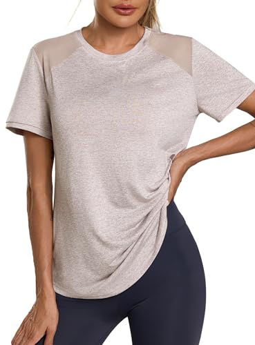 Terecey Women's Gym Shirts Short Sleeve Running Top Back Mesh Moisture Wicking Hiking T-Shirt Loose Fit Lightweight Sports Tops S-XXL