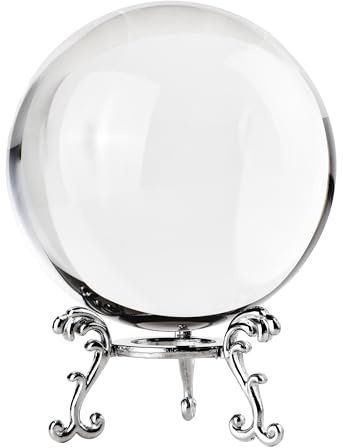 80mm Clear Crystal Ball with Stand, Photography Lensball Prop for Magical Shots, Optical Glass Sphere Decorative Balls Gifts for Meditation Divination