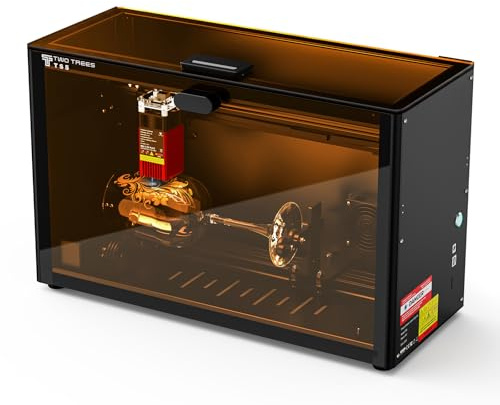 Twotrees TS5 7W Laser Graviermaschine, Lasergravierer für Cup mit 4 in 1 Laser Rotary Roller, Lasergehäuse, Gravur Unregelmäßige Zylinder, 249×123×123mm Gravurbereich