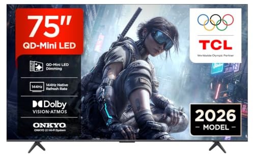TCL 75T8D – Smart TV QD‑Mini LED 4K HDR10+ da 75, pensato per il gaming, 144Hz VRR