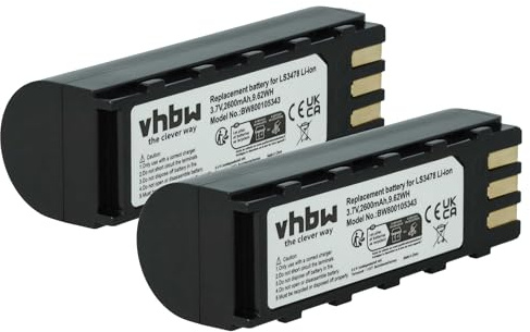 vhbw 2X Akku kompatibel mit Leuze HS6578 Barcodescanner POS (2600 mAh, 3,7 V, Li-Ion)