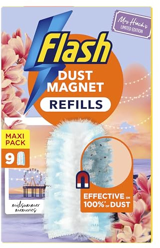 Flash Dust Magnet Mrs Hinch's Midsummer Memories Duster Refills 9x, Traps & Locks 3x More Dust & Hair Vs Traditional Feather Duster