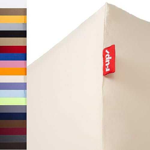 r-up Beste Spannbettlaken 90x200-100x220 bis 35cm Höhe viele Farben 95% Baumwolle / 5% Elasthan 230g/m² Oeko-TEX stressfrei auch für hohe Matratzen (Natur)