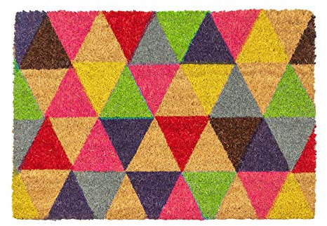 Nicola Spring Coir Door Mat - 90 x 60cm - Triangle - Pack of 1 - Decorative Indoor Front Door Floor Mat Entry Dirt Trapper Rug Outdoor Boot Scraper Non Slip Backing Doormat