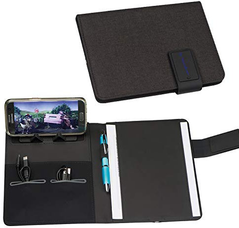Tagungsmappe mit Gravur / mit Powerbank / A5 / Schreibmappe / Farbe: schwarz