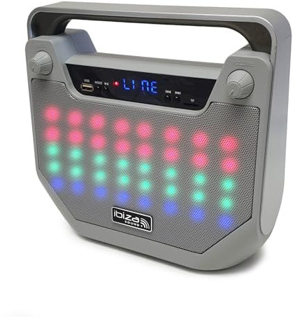 Ibiza Enceinte Autonome Bluetooth Freesound40-SI à LED Fonction karaoké - BT/USB/MicroSD/AUX