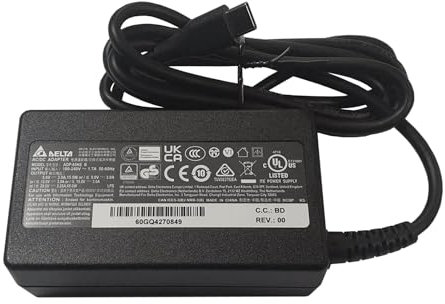 Delta Electronics 65W USB-C Charger for Laptops, Compatible with Lenovo, HP, Acer, Toshiba, Dell, Asus, HTC, Motorola, Nokia 20V 3.25A Multi Output, UK Plug