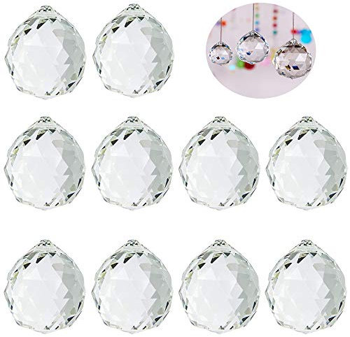 Limeow Cristal de la Ventana Prismas Bola Cristal Transparente facetado Bola de Cristal Prismas Bola de Cristal Arcoíris 30 mm para Ventanas Feng Shui o decoración en hogar Bodas y Fiestas 10 Piezas