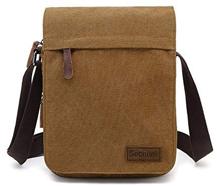 Sechunk Kleine Umhängetasche aus Segeltuch im Vintage-Stil (m_Gelb, Mittel)