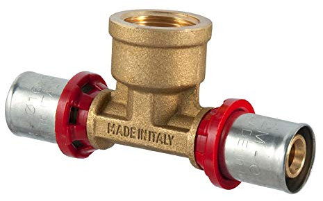 TDM 20er Pressfitting T-Stück mit 1/2 Innengewinde – für 2,0mm Rohr, Aluverbund- und Mehrschichtverbundrohr, DVGW geprüft, 20 x 1/2 x 20