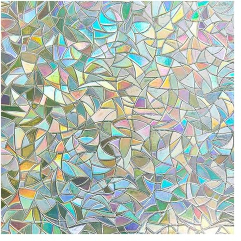 Lemon Cloud 3D Fensterfolie Regenbogeneffekt Dekorfolie Blickdicht Sichtschutzfolie Selbsthaftend Klebefolie Anti-UV 44,5x300cm