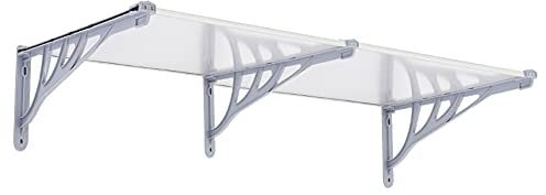 The Fellie Door Canopy Awning Window Door Canopies Outdoor Rain Shelter Cover with Polycarbonate Board for UV Water Rain Resist, Grey(190 x 90cm)