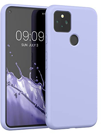kwmobile Hülle kompatibel mit Google Pixel 5 Hülle - gummierte TPU Silikon Handyhülle - Schutzhülle für kabelloses Laden - Case in Pastell Lavendel