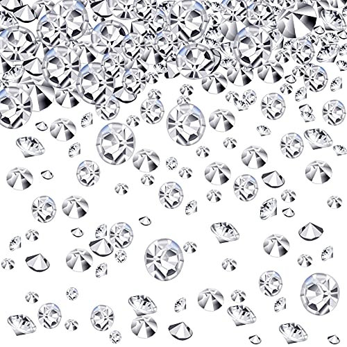 4000 Pieces Table Confetti 3 Sizes Wedding Crystals Acrylic Diamonds Rhinestones Vase Fillers for Birthday Baby Shower Party Tables (Silver)