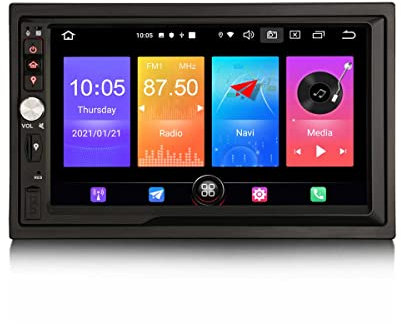 Erisin Android 10 Universal Doppel Din Autoradio GPS Navi 7 Zoll Touchscreen Unterstützt Bluetooth kabelloses CarPlay DSP Android Auto OBD2 TPMS DVB-T2 DAB+ Mirror Link 4G WiFi USB SD Quad-Core