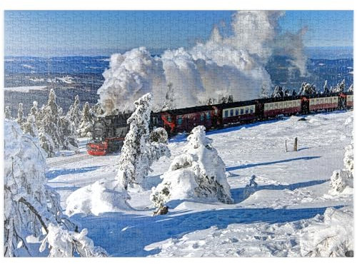 MyPuzzle Brockenbahn auf der Fahrt zum Brocken (1142m), Harz - Premium 1000 Teile Puzzle - MyPuzzle Sonderkollektion von Puzzle Galaxy