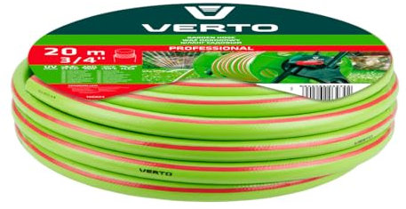 VERTO Professional Gartenschlauch 3/4 Zoll, 20 m Länge, 3-lagiger - UV-beständig, Flexibel Schlauch - Wasserschlauch mit Anti-Algen-Innenausstattung, 25 bar Berstdruck