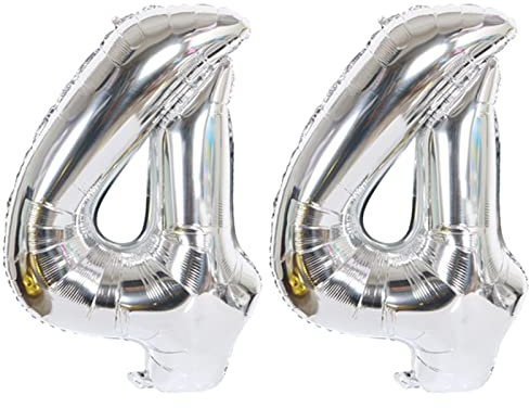 D2D | Party Balloon Zahl 44 XL in Silber - Größe: 80 cm - Geburtstagdeko - Folienballons - Zahlenballons - Helium Ballons
