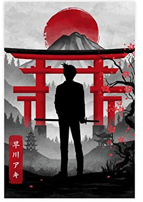 FISH DRAGATE Anime Aki Hayakawa Chainsawman 8 Leinwand-Poster, Schlafzimmerdekoration, Sport-Landschaft, Büro, Raumdekoration, Geschenk, Rahmen-Stil, 20 x 30 cm
