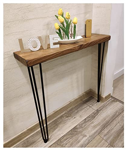 Rustic Console Table 175mm Hairpin 3R 711mm Medium Oak Length of 40cm