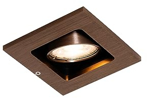 Qazqa Einbaustrahler, Einbauleuchte - Qure - Dunkelbronze, max. 10W, Geeignet für LED, 10cm, Quadratisch, Ideal als Flur, Küche lampe und Schlafzimmerlampe