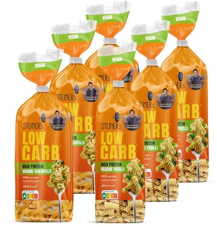 STEINER´s Low Carb High Protein Pasta Mix | 95% weniger Kohlenhydrate | High Protein Tagliatelle + Fusilli | 49g Protein | ballaststoffreich, (STEINER's High Protein Pastamix, 3+3 Pack) …