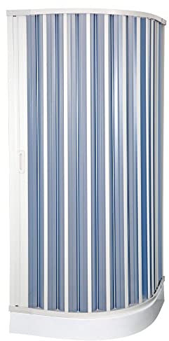 Negrari Cabine de douche à soufflet semi-circulaire H 184 cm en PVC, rails extensibles et ouvertures réversibles (cm 78-90 x 78-90)