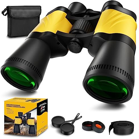 Fernglas, 20 x 50 Fernglas für Erwachsene, professionelles Hochleistungs-Fernglas für Vogelbeobachtung, wasserdichtes Fernglas mit Porro BAK4 Prismenlinse, mehrschichtige beschichtete Linsen für Jagd