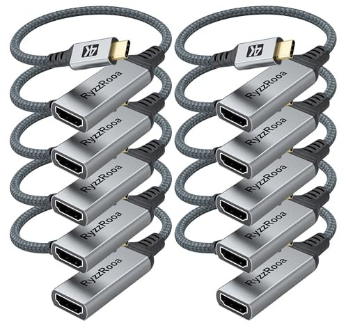 RyzzRooa USB C to HDMI Adapter, 10-Pack, 4K Type-C to HDMI Adapter [Thunderbolt 3/4 Compatible] for iPhone 15 Series, MacBook Pro/Air, iPadPro, S23 Series, Dell XPS, Surface, Pixelbook and More