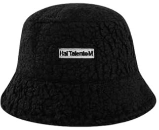 Molinter Damen Winter Fischerhut Plüsch Wintermütze Wärmer Eimer Hut Flauschige Fischermütze Mädchen Anglerhut (Schwarz)