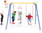 GOPLUS 4-en-1 Portique Balançoire Exérierur Enfants, Support Balançoire avec Nid, 1 Panier de Basket, 1 Balançoire 1 Échelle d'escalade et 1 Balançoire à Corde,Charge 300KG pour Enfants 3-9 Ans