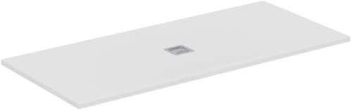 Ideal Standard - Ultra Flat S+, Piatto doccia rettangolare ultrasottile in resina effetto pietra, 180x80cm, Ideal Solid, Scarico centrale, Bianco