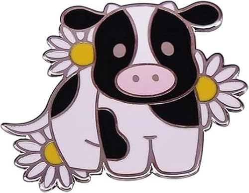 xutao Niedliche Kühe und Blumen Emaille Pin Anstecknadeln Brosche Schwarz-Weiß Unisex Kawaii Tier Kuh Lustige Metall Emaille Pin für Kleidung Taschen Jacken Hemden Rucksäcke