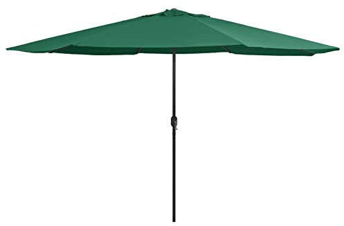 Rantry Sombrilla de jardín con Palo de Metal Verde 400 cm Toldo de Ventana Toldo Manual de Retráctil para Exterior Toldo de Balcón Ángulo Ajustable Impermeable Tela