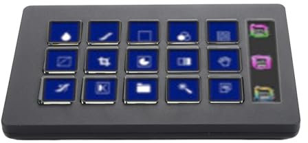 Jectse Benutzerdefinierte LCD-Tastatur, LCD-Shortcut-Stream-Controller, 15-Tasten-Software-Makro-Tastatur, All-in-One-Stream-Trigger-Tastenkonsole für Desktop für OBS für Twitch für