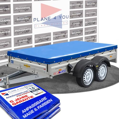 Hochwertige Humbaur 256 x 136 cm Anhängerplane - wasserdichte Anhänger Plane nach Maß - Flachplane - Hochglanz Blau