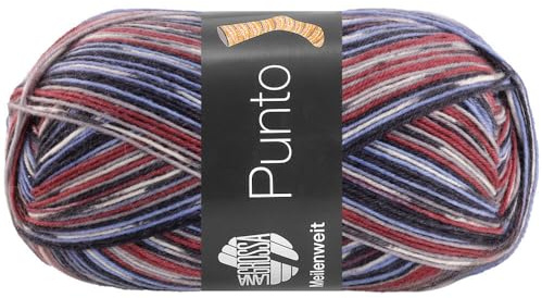 LANA GROSSA Meilenweit 100 Punto | Sockenklassiker, bedruckt und waschmaschinenfest | Handstrickgarn aus 80% Schurwolle & 20% Polyamid | 100g Wolle zum Stricken & Häkeln | 420m Garn FB 6305