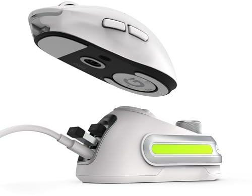 Fanxoo G-Power Charging Dock for Logitech G502 G502X Plus GPW G903 G703 Wireless Mouse with RGB Light and Computer Volume Control knob(not Include Mouse) (White)