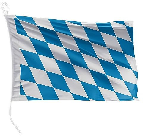 FLAGLY Premium Bootsfahne Bayern-Raute ohne Wappen 30 x 45 cm - 115g/m² Stoffgewicht - gedruckt, robust mit Strick & Schlaufe, Bootszubehör Motorboot (30 x 45 cm - Bayern-Raute ohne Wappen)