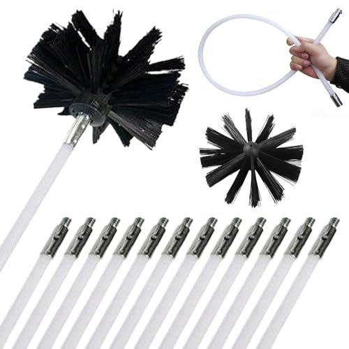 Hperu 1 Set Dryer Vent Cleaner,Dryer Vent Brush 16ft Nylon Dryer Vent Cleaner Kit with 4 & 6 Brush Head Flexible Thick Dryer Vent Cleaning Tool for Kitchen, A/C, Washing Machine