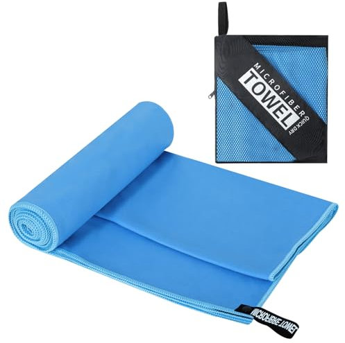 Zanfqvo Toalla Microfibra, Toalla Gimnasio 152 x 76 cm, Toalla Playa de Natacion, Toalla Piscina para Deporte, Fitness, Sauna, Viaje - Absorbente, Secado rápido y cómoda-Azul