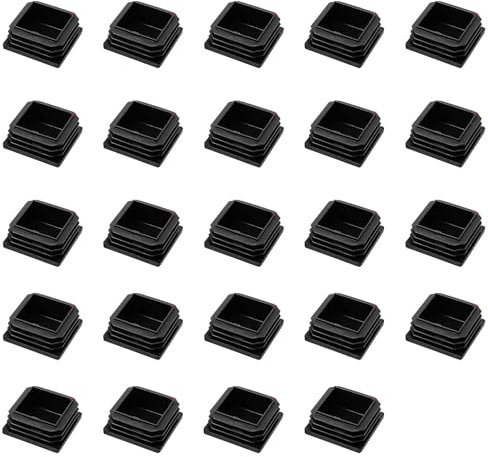 Lot de 24 bouchons carrés en plastique de 40 x 40 mm, capuchons d'extrémité carrés en plastique pour pieds de chaise, capuchons d'obturation pour meubles, tables, chaises