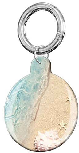 Compatible with Air Tag Case Cover,Protective Tracker Case with Loop Keychain Holder,Scratch Resistant Air Tag Cover for Wallet,Luggage,Dog,Pets(Summer Beach Wave)