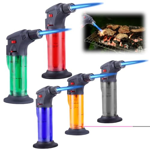 5 accendini tempesta: accendino jet, antivento, ricaricabile, mini torcia per candele, barbecue, cucina, camino e campeggio (gas non incluso)