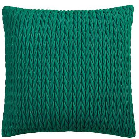 Laurence Llewelyn-Bowen Amory - Cojín Trenzado Liso Verde Jade - 43 x 43 cm - Cojín de Terciopelo con Relleno/Relleno Incluido - Cojín de Entrepierna Verde - Colección Amory de Cojines Trenzados