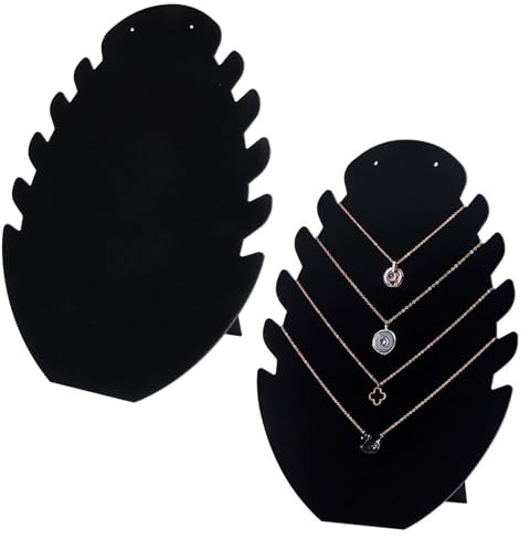 Rairsky 2 Stück Schmuckständer Schwarz Schmuck Ständer Samt mit 5 Kerben | Kettenständer Schmuck, Ketten Ständer, Schmuckpräsentation Kettenhalter Armband-Ausstellungsständer für Ketten Armbänder