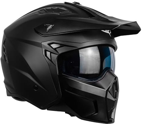 one by Camamoto | Roller- und Motorradhelm, Track Jet, Mattschwarz, Integralhelm mit abnehmbarem Kinnschutz, ECE R22-06-Zulassung, Größe L (59 cm)